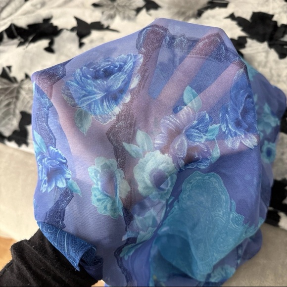 Vintage 90s Y2K California Concepts Blue Patchwork Floral Paisley Midi Dress EUC - Picture 14 of 15